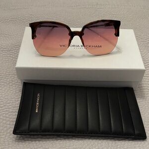 Authentic Victoria Beckham Brown Sunglasses with Pink Lenses